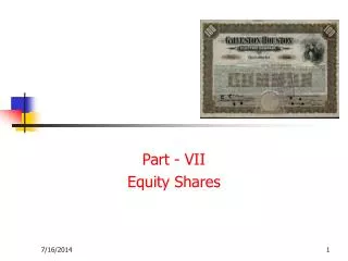 Part - VII Equity Shares