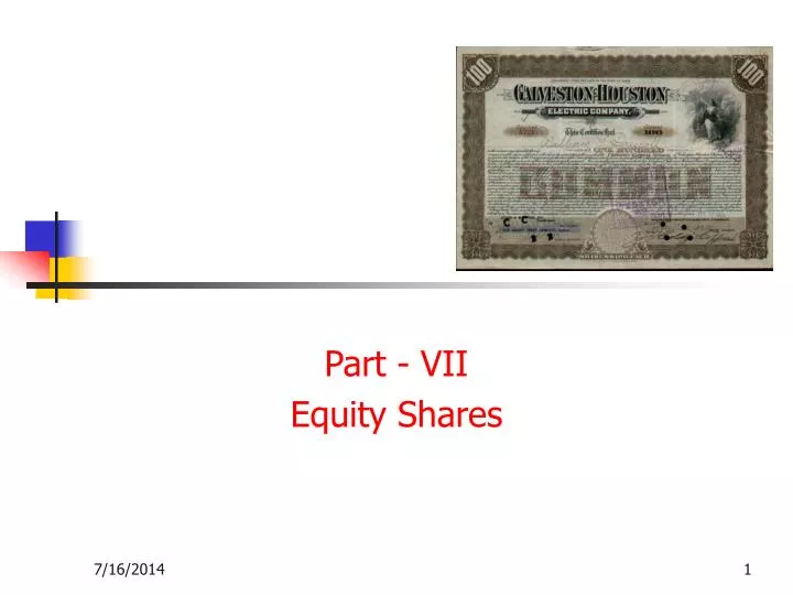 part vii equity shares