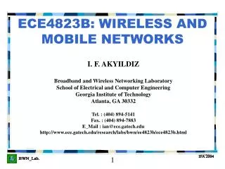 ECE4823B: WIRELESS AND MOBILE NETWORKS