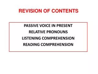 REVISION OF CONTENTS