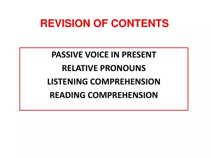 revision of contents