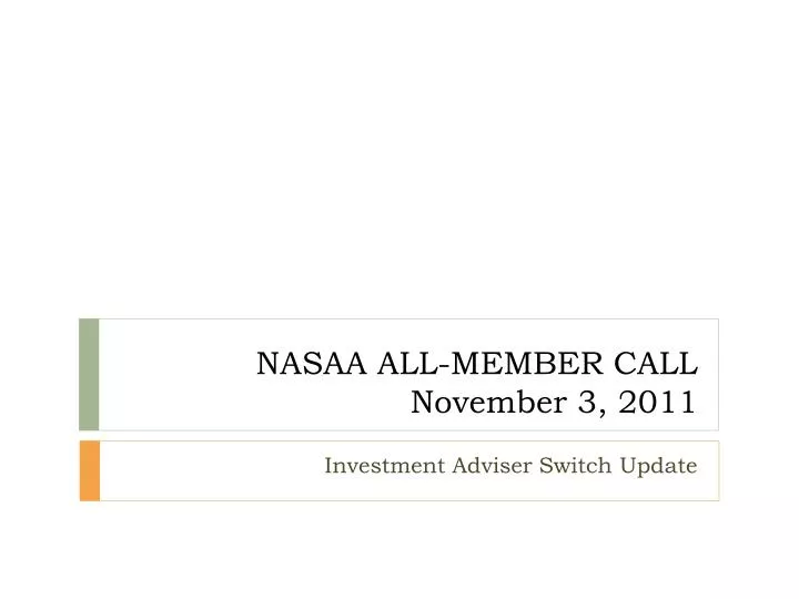 nasaa all member call november 3 2011