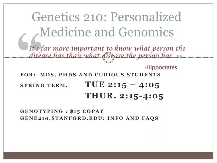 genetics 210 personalized medicine and genomics