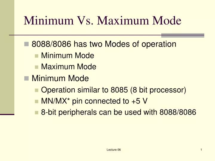 minimum vs maximum mode