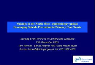 Scoping Event for PCTs in Cumbria and Lacashire 15th December 2003.