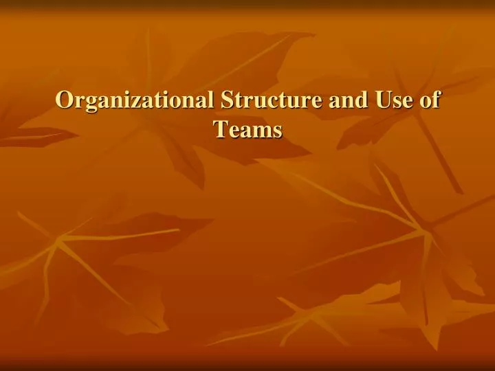 organizational structure and use of teams