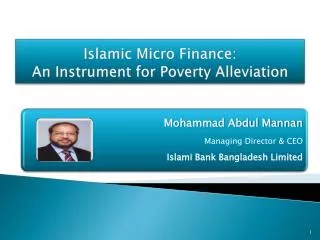 Islamic Micro Finance: An Instrument for Poverty Alleviation