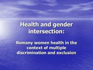 Health and gender intersection: