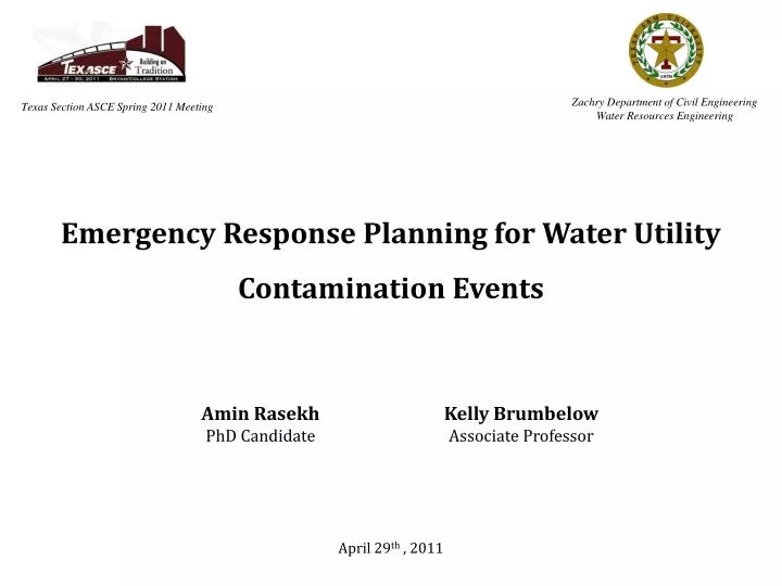 emergency response planning for water utility contamination events
