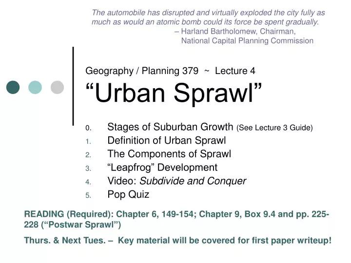 geography planning 379 lecture 4 urban sprawl
