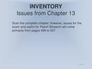 INVENTORY Issues from Chapter 13