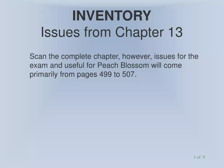 inventory issues from chapter 13