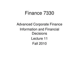 Finance 7330