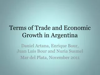 Terms of Trade and Economic Growth in Argentina