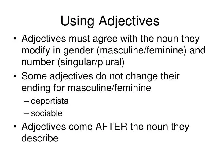 using adjectives