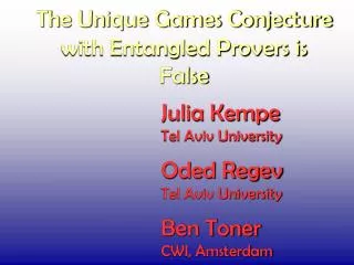 The Unique Games Conjecture with Entangled Provers is False