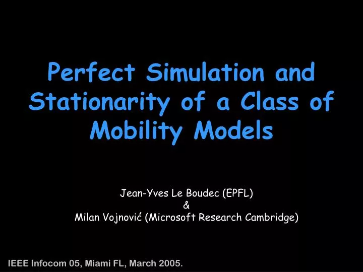 perfect simulation and stationarity of a class of mobility models