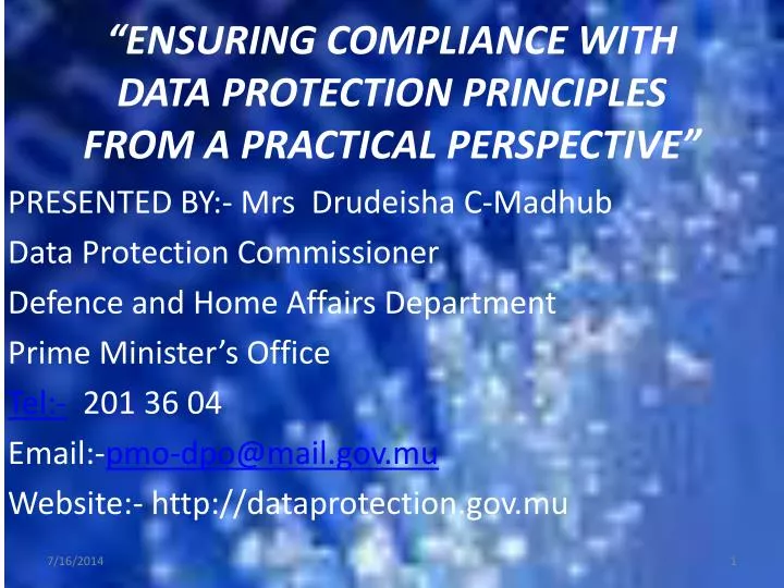 ensuring compliance with data protection principles from a practical perspective
