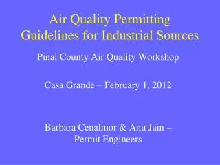 Air Quality Permitting Guidelines for Industrial Sources