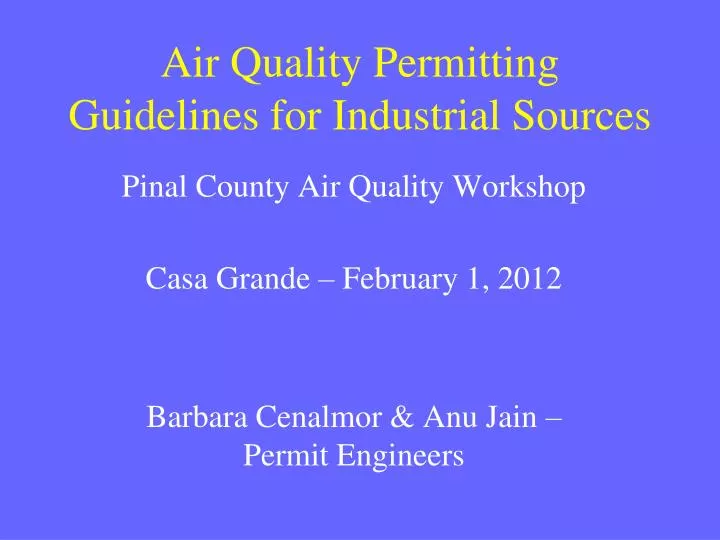 air quality permitting guidelines for industrial sources