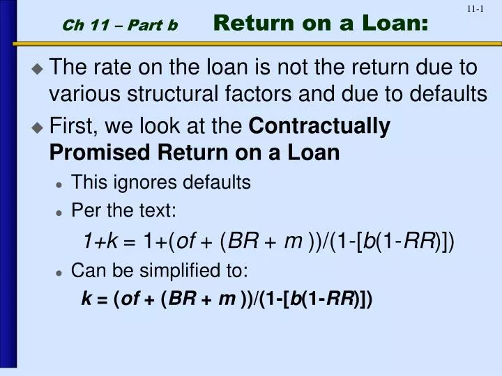 ch 11 part b return on a loan