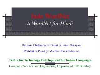Indo WordNet A WordNet for Hindi