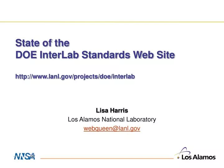 state of the doe interlab standards web site http www lanl gov projects doe interlab