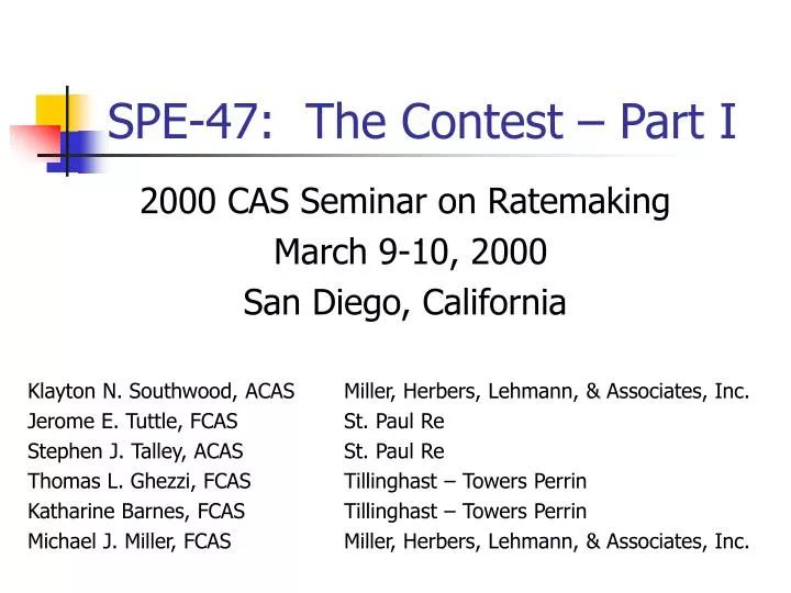 spe 47 the contest part i