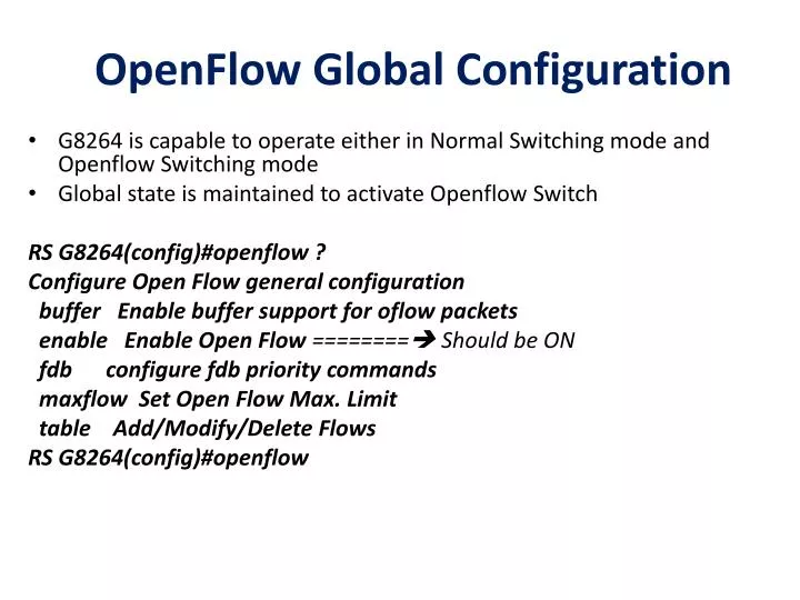 openflow global configuration