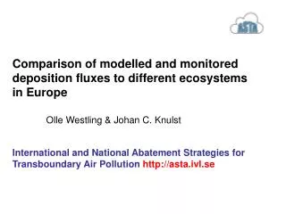 Comparison of : Deposition of SO 4 -S in coniferous and deciduous forest.