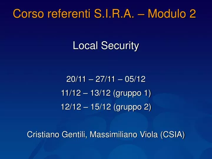 corso referenti s i r a modulo 2