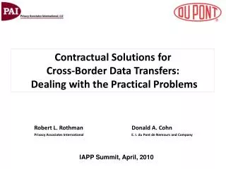 Contractual Solutions for Cross-Border Data Transfers: Dealing with the Practical Problems