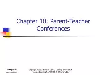 Chapter 10: Parent-Teacher Conferences