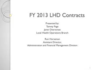 FY 2013 LHD Contracts