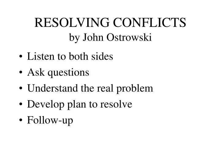 resolving conflicts by john ostrowski