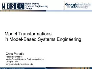 Model Transformations in Model-Based Systems Engineering