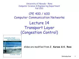 Lecture 14 Transport Layer (Congestion Control)