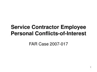Service Contractor Employee Personal Conflicts-of-Interest