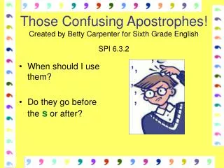 Those Confusing Apostrophes! Created by Betty Carpenter for Sixth Grade English SPI 6.3.2
