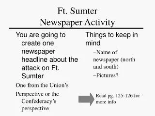 Ft. Sumter Newspaper Activity