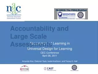 Assessment of Learning in Universal Design for Learning CEC Conference April 28, 2011