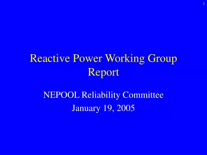 reactive power working group report
