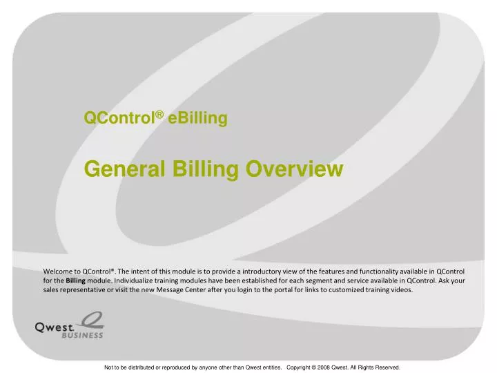 qcontrol ebilling general billing overview