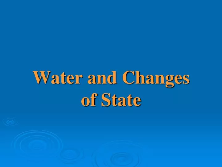 water and changes of state
