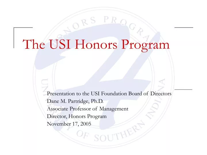 the usi honors program