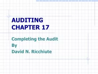 AUDITING CHAPTER 17