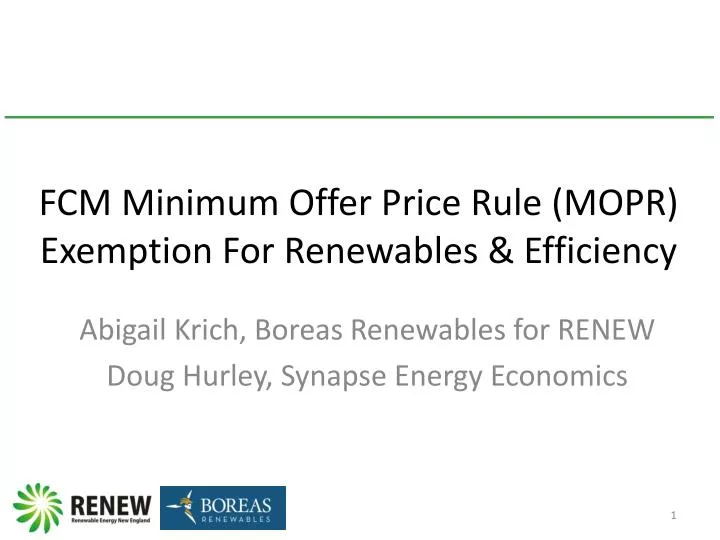 fcm minimum offer price rule mopr exemption for renewables efficiency
