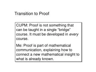 Transition to Proof