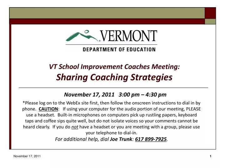 vt school improvement coaches meeting sharing coaching strategies
