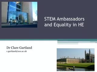 STEM Ambassadors and Equality in HE